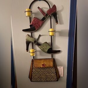 Colourful Metal Wall Art with Purse and Shoes (candle holder)